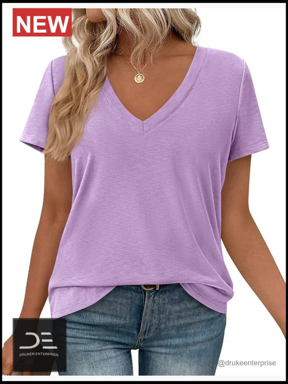 Oversized V-Neck Short Sleeve Tunic Tee Blouse
